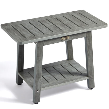HDPS Shower Bench Seat for Inside Shower, Waterproof Shower Stool for Shaving Legs, Poly Lumber Shower Chair Seat, Bathroom Shower Foot Rest Stool with Storage Shelf, No-Slip, Gray KaimuBench