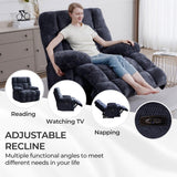 Oversized Power Zero Gravity Recliner Chairs for Adults, Electric Reclining 0 Gravity Chair for Big Man,Soft Fabric Overstuffed Single Recliners with USB Charger Port for Living Room, Blue Comfort Stretch