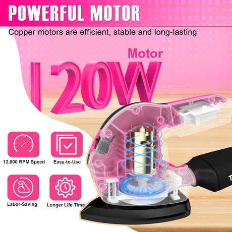 Cordless Detail Sander - 20V Electric Hand Sander with 22Pcs Sandpapers, 12000 RPM Mouse Sander with Dust Bag, Compact Palm Sander Tool for Tight Spaces Woodworking, 2.0Ah Battery and Charger Included ThinkLearn