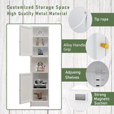 YAUWOH Tall Metal Storage Cabinet, Metal Locker Storage Cabinet with 3 Adjustable Shelves and 2 Doors,Sideboard for Small Spaces, Living Room, Home Office, Dining Room,White YAUWOH