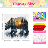 DIYCYCY Easy Paint by Numbers Kit for Adults Beginner,Forest Bear Paint by Number Canvas for Adults,Sunset Landscape DIY Acrylic Oil Number Painting for Adult Home Wall Decor 16x16in (Without Frame) DIYCYCY