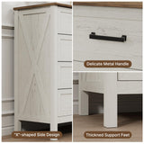 LYNSOM Farmhouse 8 Drawer Dresser for Bedroom, 55 Inch Wide Wood Rustic Chest of Drawers with X-Marking & Bar Handle, Large Storage Dressers Organizer for Bedroom, Living Room, Antique White LYNSOM