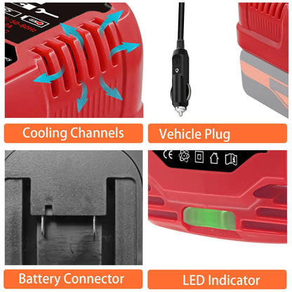 for Black&Decker 20V Lithium Battery Charger Replacement, Car Charger Charge for B&D 20V/for Porter Cable 20V Lithium Battery Mini Charger with Cigarette Lighter Plug Vehicle Charger - WoodArtSupply