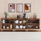 Vrullu Storage Cabinet, Free Standing Buffet Cabinet, Morden Sideboard and Buffet Storage, Wood Accent Cabinet for Living Room, Hallway, Entryway (1, Brown) Vrullu