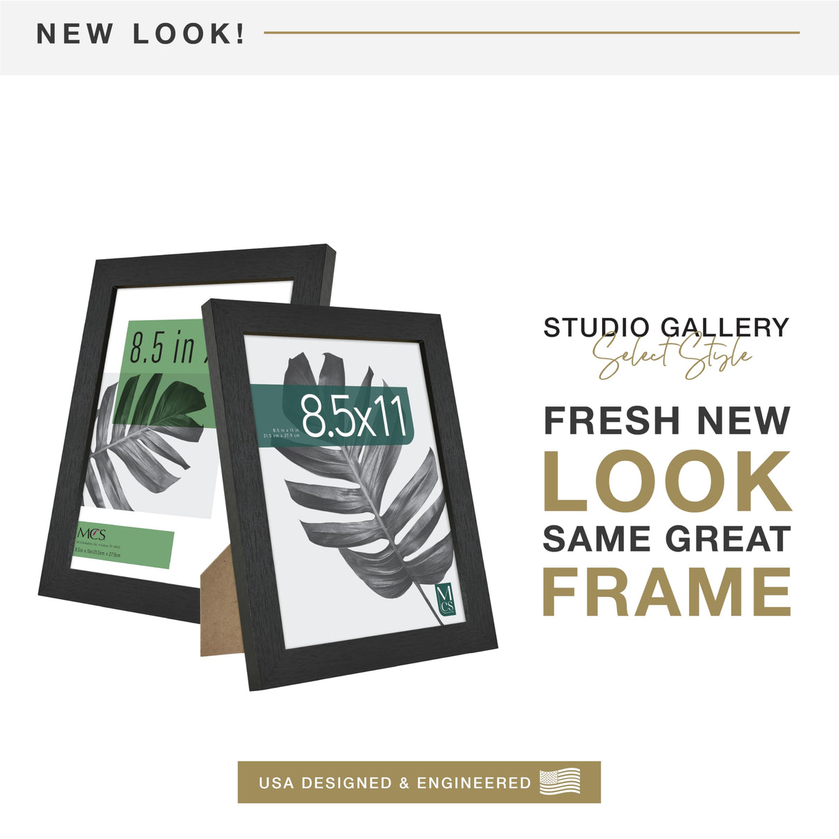 MCS Studio Gallery 8.5x11 Picture Frame Black Woodgrain Shatter Resistant Glass, Vertical & Horizontal Wall Hanging & Easel for Tabletop Display, Rectangle Photo Frame for Photos, Posters & Art Prints (1-Pack) MCS