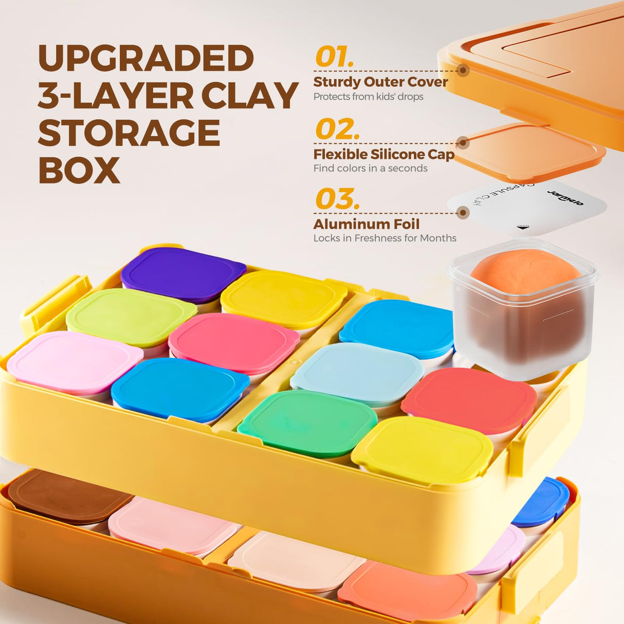 Air Dry Clay 24 Colors, Modeling Clay Kit with Clay Storage Box DIY Tools, Super Light, Soft & Mess-Free Magic Modeling Clay, Kids Art Crafts Gift for Boys & Girls Preschoolers Age 3-12 Year Olds Jar Melo
