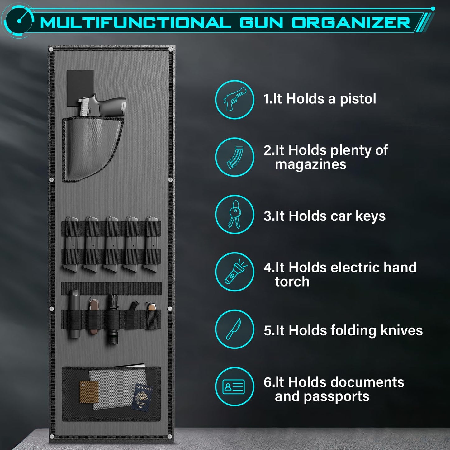 4-6 Rifle Gun Safe, Biometric Gun Safe, 54" Long Gun Safe for Rifles and Pistols, Quick Access Gun Cabinet for Rifles and Shotguns with Backlit Keypad, Dual Alarm System and 3 Gun Racks