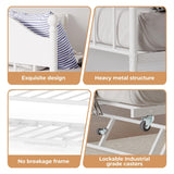 Daybed with Trundle, Metal Twin Size Day Bed with Stylish Headboard, Sofa BedFrame with Pop Up Foldable Trundle Bed, Heavy Duty Steel Slats Platform for Living Room, Bedroom and Guest Room, White IDEALHOUSE