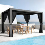 LVUYOYO Louvered Pergola 10' x 13', Outdoor Pergola with Adjustable Roof, Aluminum Frame Pergola with Curtains and Netting, Hardtop Metal Gazebo for Patio, Backyard, Garden, Deck (Black) LVUYOYO