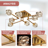 Qgiytp Vintage Gold Semi Flush Mount Ceiling Light 8-Light Glass Sputnik Chandeliers Mid Century Modern Crystal Ceiling Light Fixture for Living Room Dining Room Bedroom Kitchen Foyer Qgiytp