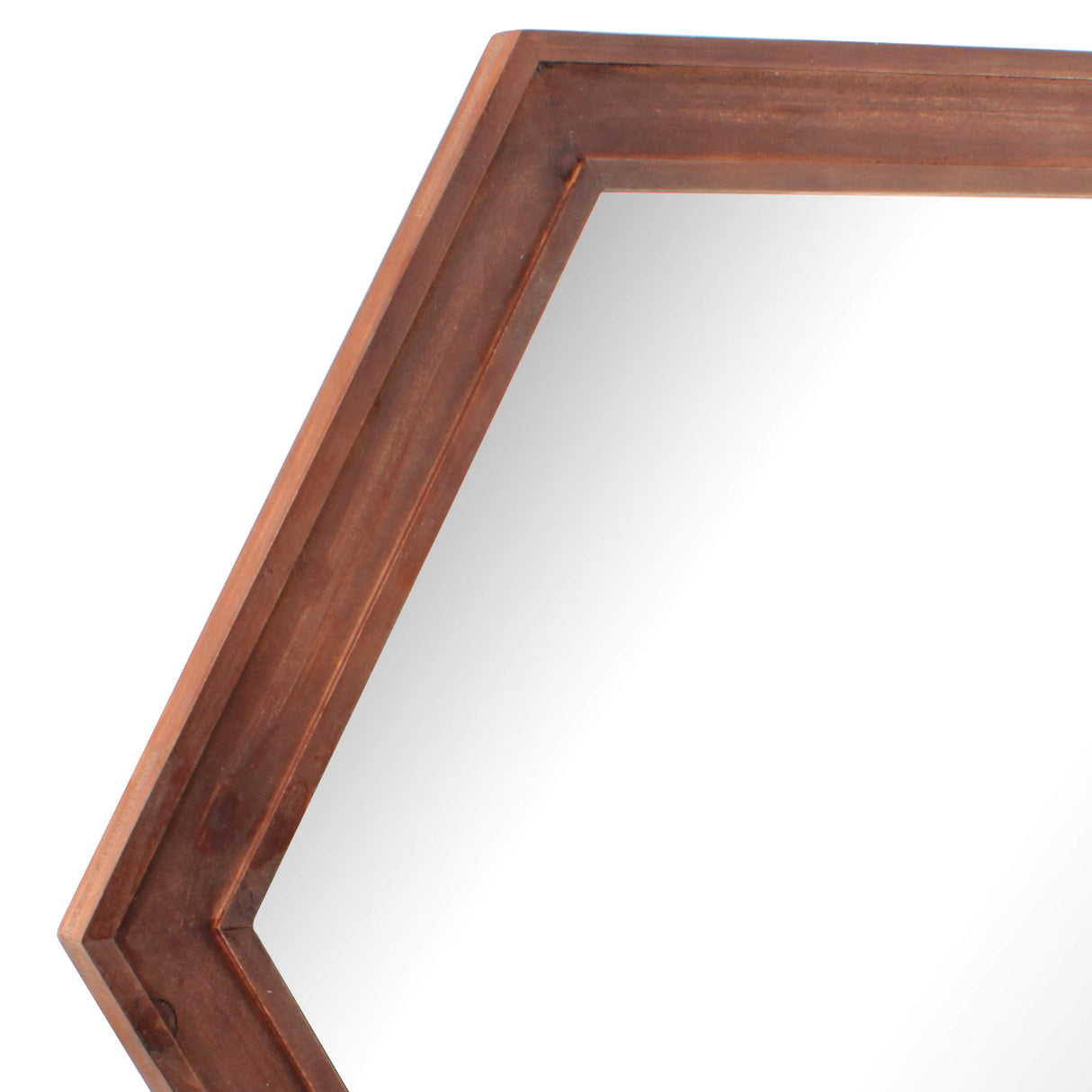 Stonebriar Decorative 24" Hexagon Wall Mirror with Redwood Frame and Attached Hanging Bracket, Decorative Country Rustic Decor for The Living Room, Bedroom, Bathroom, Hallway, and Entryway Stonebriar