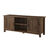 Walker Edison Buren Classic Grooved Door TV Stand for TVs up to 65 Inches, 58 Inch, Walnut Walker Edison