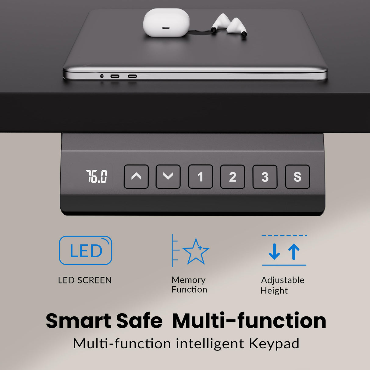 CROWNFURN Dual Motor Electric Standing Desk Frame, Height Adjustable Desk Legs with 330 lbs Capacity, for Max 90″ x 44″ Desktop, Ergonomic Sit Stand Up Desk Base Workstation for Home Office, Black Frame Only CROWNFURN