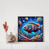 Fish Diamond Art Kits for Adults, 5D Diamond Painting for Beginners, Diamond Dot, Animal Dimond Art Paintings Kit, Small Gem Painting Kit, Crafts for Adults, Crystal Home Wall Decor Gifts (14x14inch) Rekxtmo