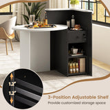 SILKYDRY Reception Desk, Small Retail Checkout Counter with Lockable Drawer and Open Shelves, Wooden Front Desk Reception Counter, Oval Desktop & L Counter for Store Office Lobby Salon (Black) SILKYDRY