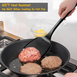 Silicone Spatula Set, 600°F Heat Resistant Silicone Spatula Turner Flipper for Cooking, Non Stick and Non Scratch Kitchen Utensils for Eggs, Burgers, Crepes, 2-Pack Solid Spatulas Set, Black Vovoly