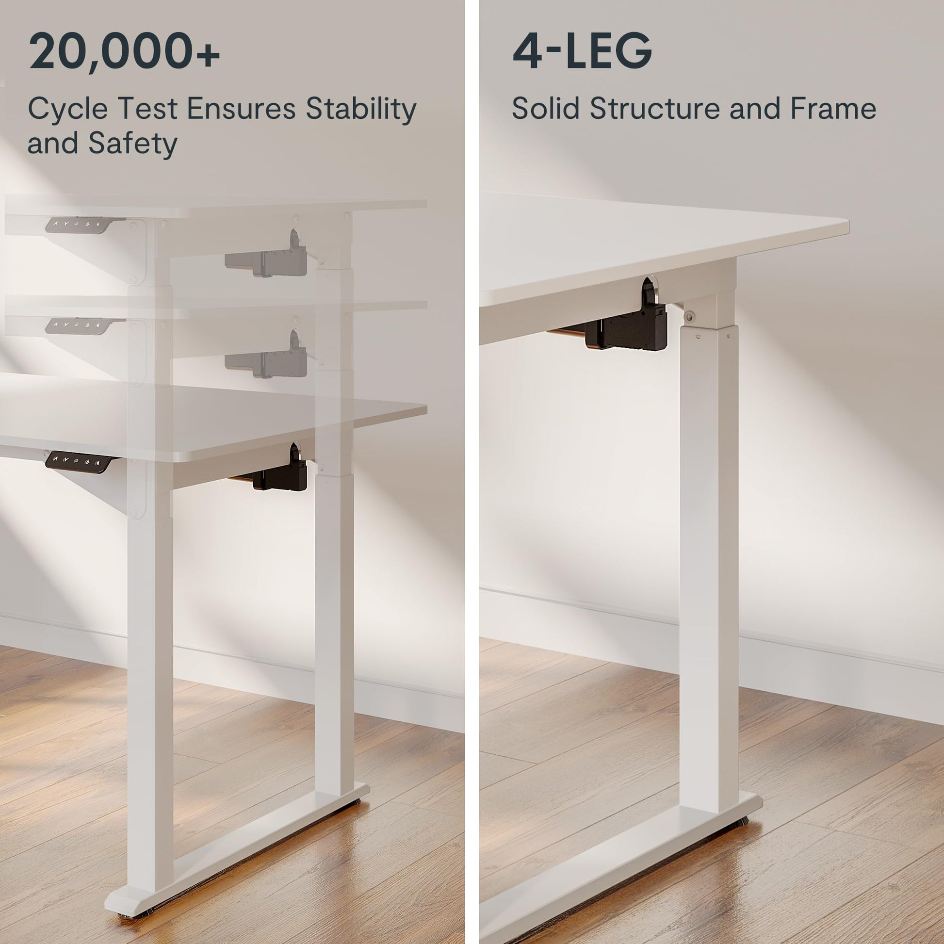 SANODESK Standing Desk with Dual Motor 4-Leg Lift, Electric Height Adjustable Desk with Memory Presets for Home Office(63x30 Joint Boards,White) - WoodArtSupply