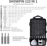 SHOWPIN 122 in 1 Precision Computer Screwdriver Kit, Laptop Screwdriver Sets with 101 Magnetic Drill Bits, Electronics Tool Kit Compatible for Tablet, PC, iPhone, PS4 Repair SHOWPIN