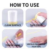 TAPEBEAR Pre-Taped Masking Film, Tape and Drape, Plastic Sheeting Roll, Automotive Painters Masking Tape Film, Plastic Sheeting Cover for Appliance and Furniture, 22inch X 30yard, 3Rolls TAPEBEAR