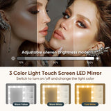 OTDMEL 37" W Makeup Vanity Desk,Vanity Desk with LED Lighted Mirror & Power Outlet,Makeup Table with 4 Drawers,3 Color Modes & Adjustable Brightness Dressing Table for Bedroom, White OTDMEL