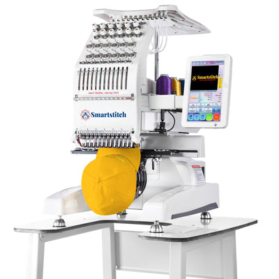 Smartstitch S-1201 Compact Embroidery Machine with 12 Needles, 1200SPM Max Speed, 7“ Screen, Wifi, 9.5"x12.6" Embroidery Area, Your First Commercial Embroidery Machine for Flat, Hat, T-shirt and more