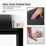 RNKSFX Counter Height Black Bar Stools Set of 3 for Kitchen Counter Farmhouse Modern Barstools with Faux Leather Upholstered Backless Seat and Solid Wood Legs 24 inch Bar Chairs RNKSFX