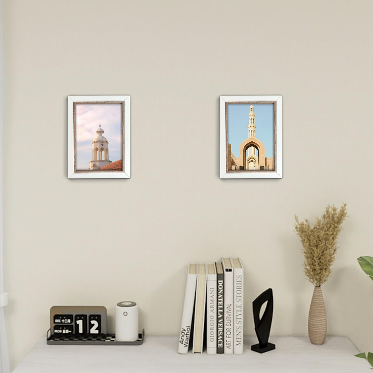 Shampsen 5x7 Picture Frames White and Rustic Brown Picture Frames Set of 2 for Wall and Tabletop Home Decor Gift for Birthday, Anniversary, Mother's Day Shampsen