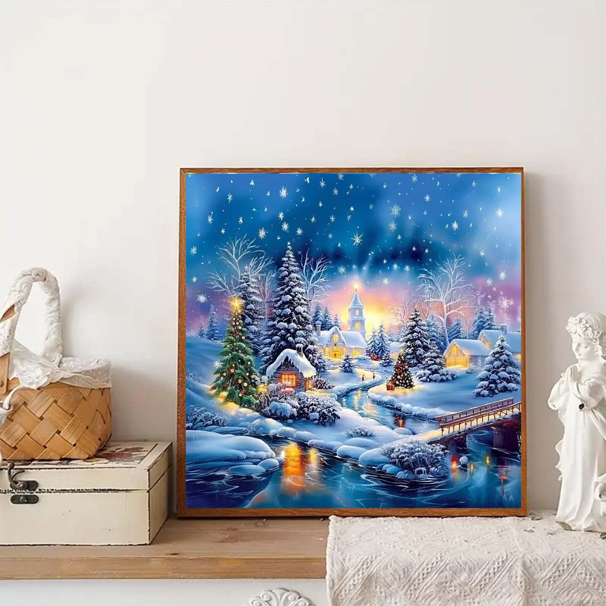 Winter Diamond Painting Kits for Adults,5D Diamond Art Kits for Adults Beginner,DIY Full Round Drill Diamond Diamond Dots Paintings Gem Art and Crafts Home Decor 13.8 x 13.8Inch GEMFAMILY