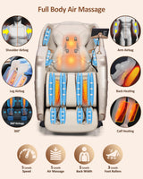 RELX 2026 Massage Chair Full Body, 20 Modes Zero Gravity SL-Track Shiatsu Massage Chair Built-in Heat System, Airbag Massage with Body Scan, Deep Yoga Stretch, Calfrest Extension and AI Control(Cream) RELX