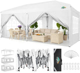 COBIZI Canopy 10x20 Pop Up Canopy Tent with 6 Sidewalls Party Tents for Parties Weddings Backyard Waterproof Outdoor Commercial Event Tent with Stakes, Ropes, White COBIZI