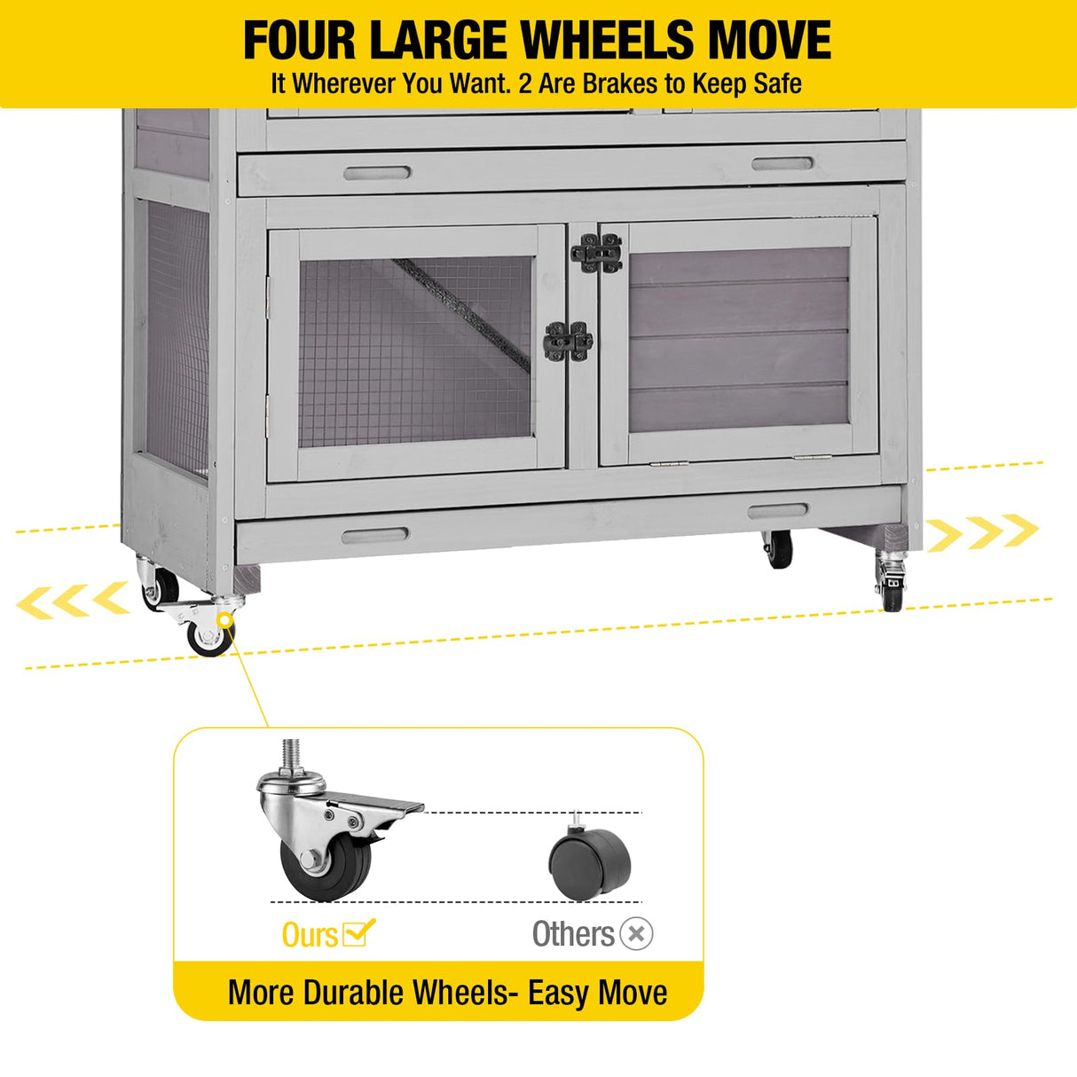 Aivituvin 36" Rabbit Hutch Bunny Cage Indoor Outdoor Guinea Pig Cage 2 Story Wth 2 Tray, Trap Door, Wheels Aivituvin
