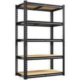 REIBII Storage Shelves 2020LBS Garage Shelving Heavy Duty 5 Tier Metal Shelving Units for Storage Adjustable Utility Shelf Rack for Kitchen Warehouse Basement 28" W x 12" D x 59.8" H, Black REIBII