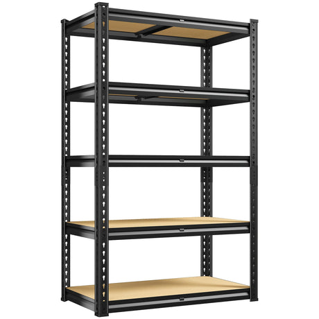 REIBII Storage Shelves 2020LBS Garage Shelving Heavy Duty 5 Tier Metal Shelving Units for Storage Adjustable Utility Shelf Rack for Kitchen Warehouse Basement 28" W x 12" D x 59.8" H, Black REIBII