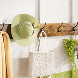 Maupvit Shoe Cabinet with 2 Flip Drawers & Coat Rack, Shoe Storage Bench with Seat Cushion for Entryway, 5 Large Sturdy Metal Hooks - with Locking Wall Parts, Farmhouse Brown Maupvit