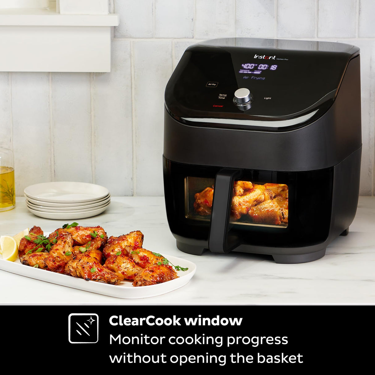 Instant Pot Vortex Plus 6QT ClearCook Air Fryer, Clear Windows, Custom Program Options, 6-in-1 Functions, Crisps, Broils, Roasts, Dehydrates, Bakes, Reheats, from the Makers of Instant Pot, Black Instant Pot