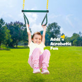 Hapfan 9.5' Tall Swing Sets for Backyard with Platform Swing, Heavy Duty Metal Swingset Outdoor for Kids with Trapeze Swing Bar, Belt Swing and Rectangle Swing Hapfan