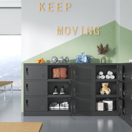 VIYET Employee Storage Locker,6 Door Storage Locker，Metal Locker for Employees Office Steel Gym Lockers with Card Slot Office Storage Lockers for Home,School(Black) VIYET