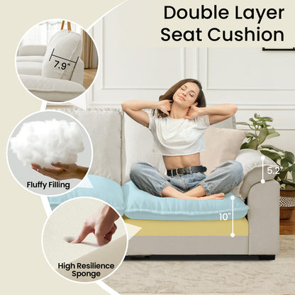 HALLYBEE Modular Sectional Sofa Deep Seat Cloud Couch with Reversible Chaise L Shaped Couch with Padded Armrests Chenille White Sectional Couches for Living Room Apartment Office