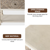 COSIEST Vintage Coffee Table w Drawers, Farmhouse 2 Tier Small Wood Coffee Table with Solid Wood Legs, Wood Rectangular Tables with Shelf for Living Room COSIEST