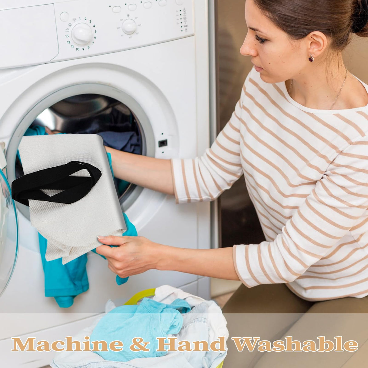 Towsnails 24 Pcs Sublimation Tote Bags Blanks Canvas Polyester Tote Bag for Sublimation Printing - DIY Crafting, Gift, Decorating, and Personalizing Grocery Bags, White Towsnails