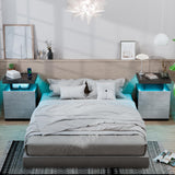 HOMMPA LED Nightstand with Wireless Charging Station & USB Ports, 3 Drawer Night Stand with LED Light RGB Adjustable Brightness, Smart Nightstand High Gloss Bedside Table for Bedroom Gray HOMMPA