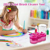 2025 Paint Brush Cleaner Brush Rinser Water Circulation, Brush Cleaner Painting Tool, Water Cycle Paint Brush Rinser With Brush Holder and Palette, Brush Rinser Dispenser for Adults Artist Kid(Purple) Beikity