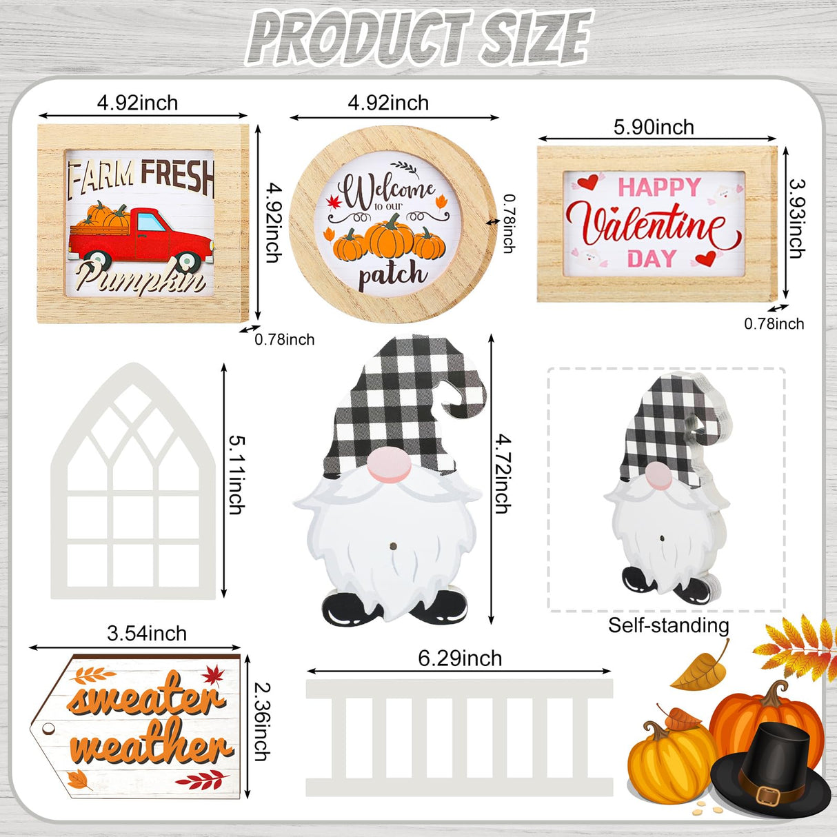 Kigley 70 Pcs Christmas Interchangeable Seasonal Tiered Tray Decor Set Farmhouse Holiday Tiered Tray Interchangeable Tabletop Decor for Holiday Seasonal Home Kitchen Kigley