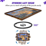 Sunix 1500 Piece Rotating Puzzle Board with 6 Drawers and Cover, 36"x26" Portable Wooden Jigsaw Puzzle Table for Adults & Kids, Premium Smooth Work Surface, Spinning Puzzle Board Birthday Gift for mom Sunix