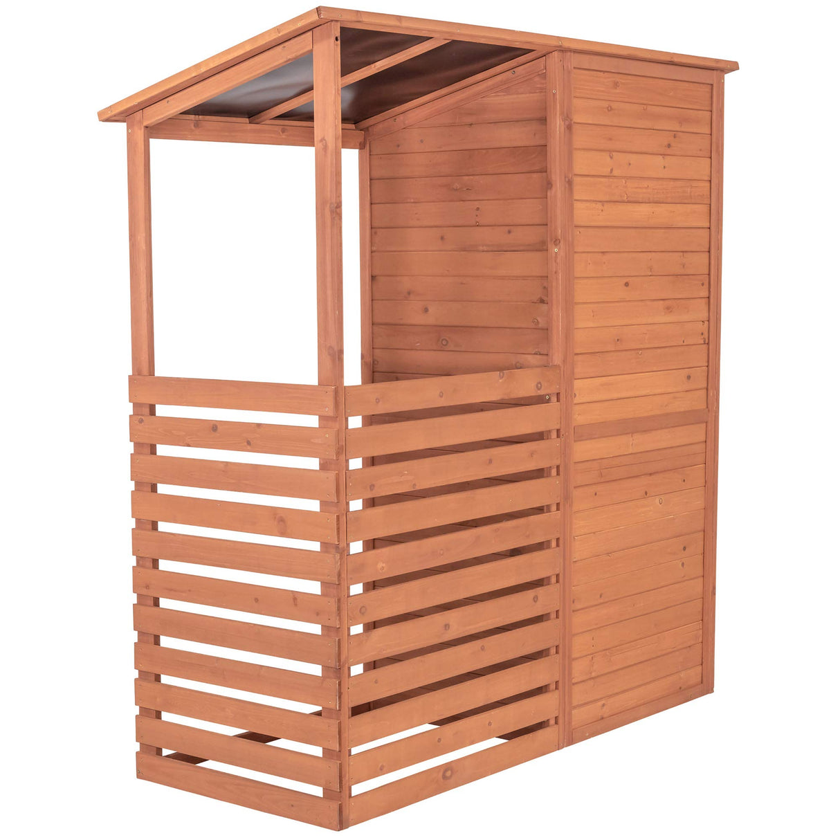 Leisure Season CFS7181 Combination Firewood and Storage Shed - Brown - Outdoor Garden Cedar Box with Shelves, Roof, Doors - Large Yard Lumber Lockers - Patio, Backyard, Deck, Organizer -Fast Assembly Leisure Season