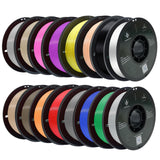 ABCWavePrint PLA 3D Printer Filament Bundle, Dimensional Accuracy +/- 0.02 mm, 16 x 1 kg Spool(35.2lbs), 1.75 mm，Black White Grey Red Green Blue Yellow Purple Silver Transparent Pink Orange Wood Brown ABCWavePrint