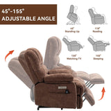Large Power Lift Recliner Chairs with Massage and Heat for Elderly, Heavy Duty and Safety Motion Reclining Mechanism Chenille Skid Fabric Recliner Chair with USB Ports for Living Room (Dark Brown) MTSVMP