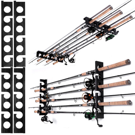 Ghosthorn Fishing Pole Rod Racks Wall or Ceiling Mounted Fishing Pole Rod Holders for Garage Storage Organizer Fishing Gear Equipment for Men Women Ghosthorn