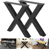 VEVOR Set of 2 Steel Table Legs, 28 Height 31 Wide Dining Table Legs,Heavy Duty 3.1" Square Box Section X Frame Table Legs,28x31x3.1 Inch Black Color Industrial Country Style Metal Dining Legs VEVOR