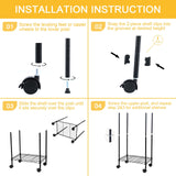 YSSOA Heavy Duty 6-Tier Storage Shelves, 17'' D x 11'' W x 63'' H Adjustable Shelving Unit with Wheels and Hanging Hooks, Black YSSOA
